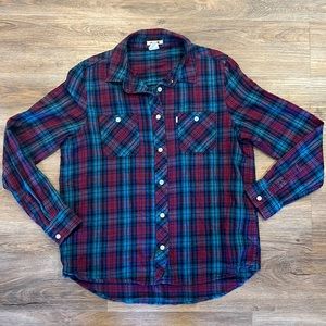 Levi’s Flannel Blue & Pink Plaid Women’s Size Medium